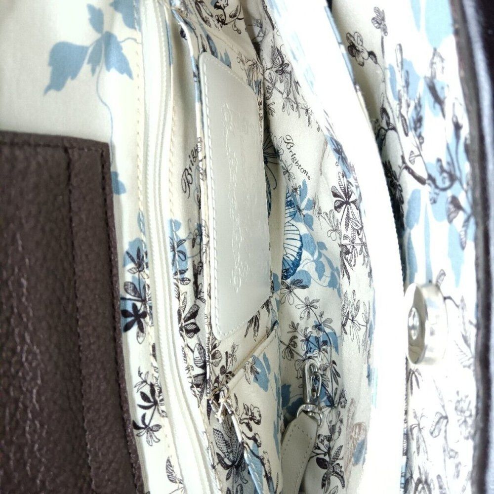 Brighton Straw & Leather Tote Shoulder Bag Silver & Leather Charms Cream & Brown - Picture 8 of 9